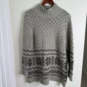J Jill Fair Isle Cotton Blend Mockneck Sweater Size Large